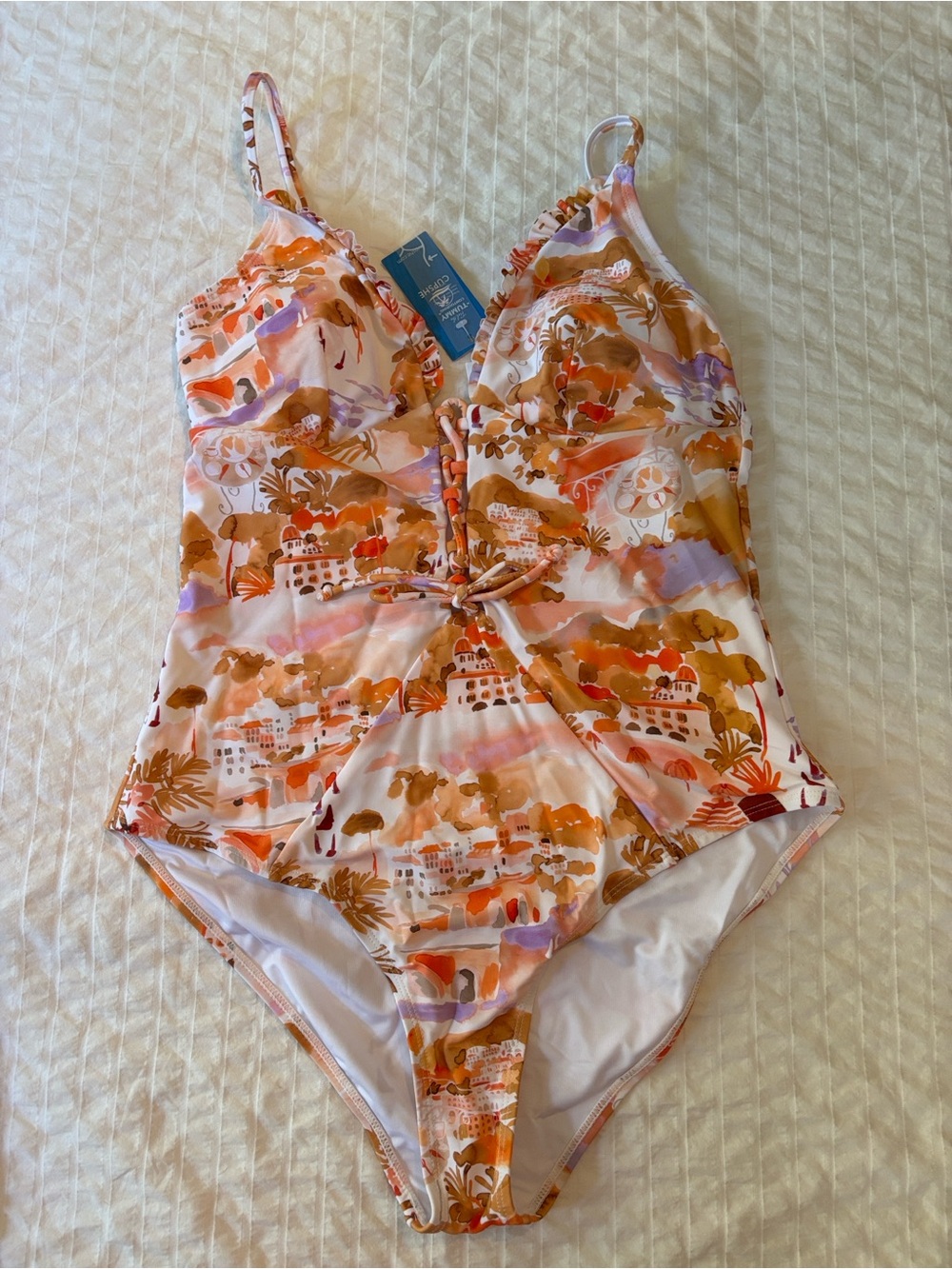 NWT. Cupshe Good Technique Watercolor 
Tummy Control One-Piece Swimsuit Size L